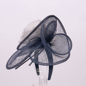 2Tone Sinamay Fascinator With 2 Quill Stick Feathers