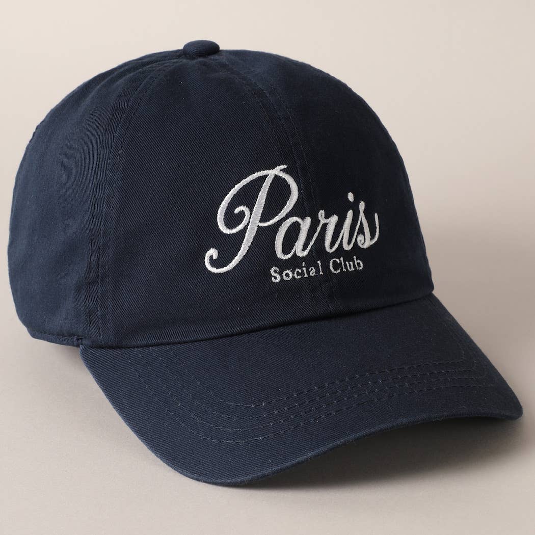 Paris Social Club Text Embroidery Baseball Cap