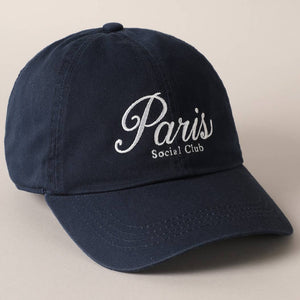 Paris Social Club Text Embroidery Baseball Cap