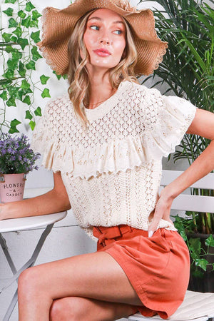 Eyelet Crochet Sweater Top