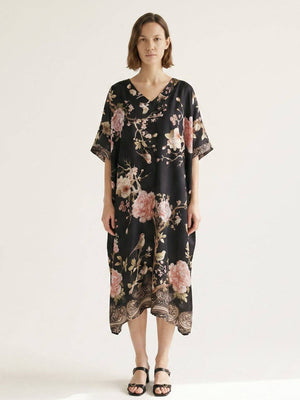 knee length dresses for ladies Emerald Deco Printed Satin Midi Dress main image 1