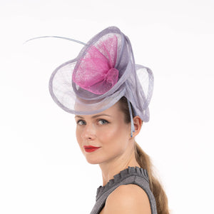 2Tone Sinamay Fascinator With 2 Quill Stick Feathers