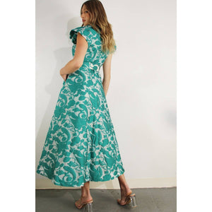 Embossed Print Midi Dress