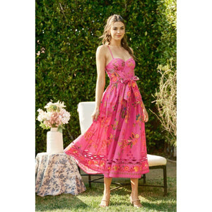 Embroidered Bustier Midi Dress