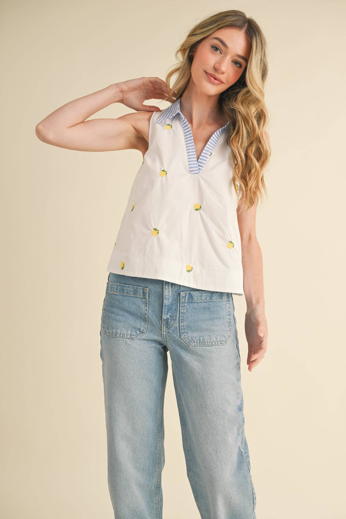 Cherry Embroidered Tank