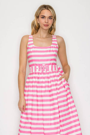 Pretty in Pink Stripe Midi Dress
