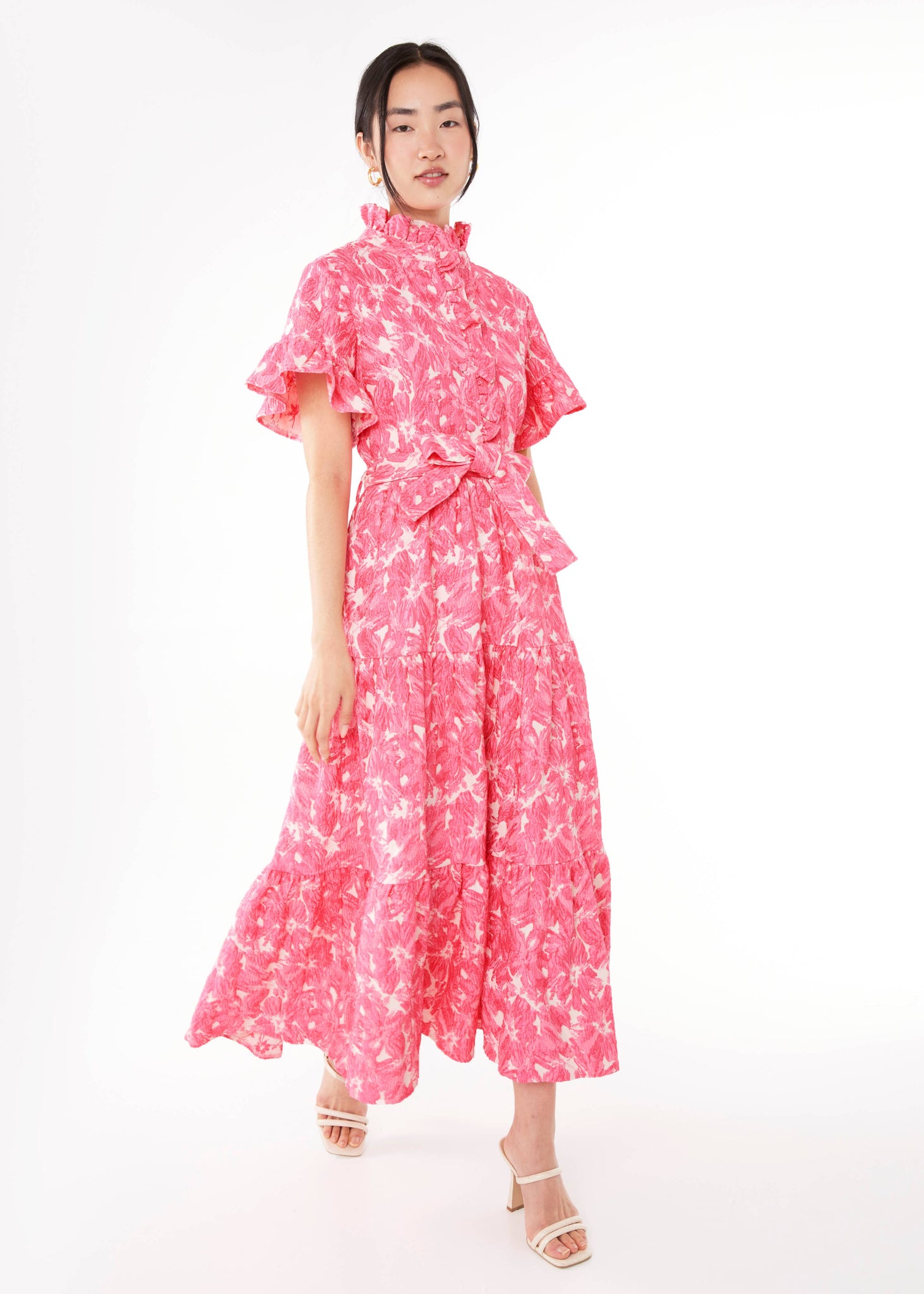 Sadie Hibiscus Jacquard Maxi Dress