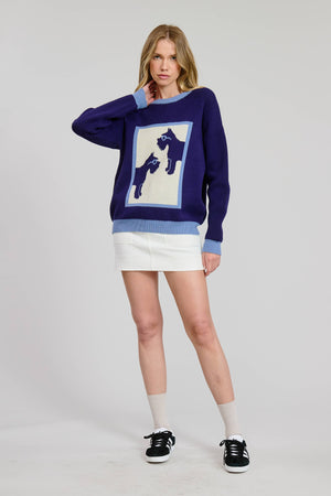 Schnauzer Sweater Pullover in Navy
