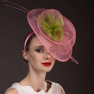 2Tone Sinamay Fascinator With 2 Quill Stick Feathers