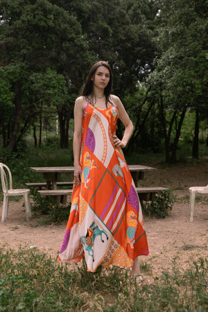 Equestrian Slip Dress - Orange, Black & Navy Black Equestrian Slip Dress - Orange, Black & Navy Black