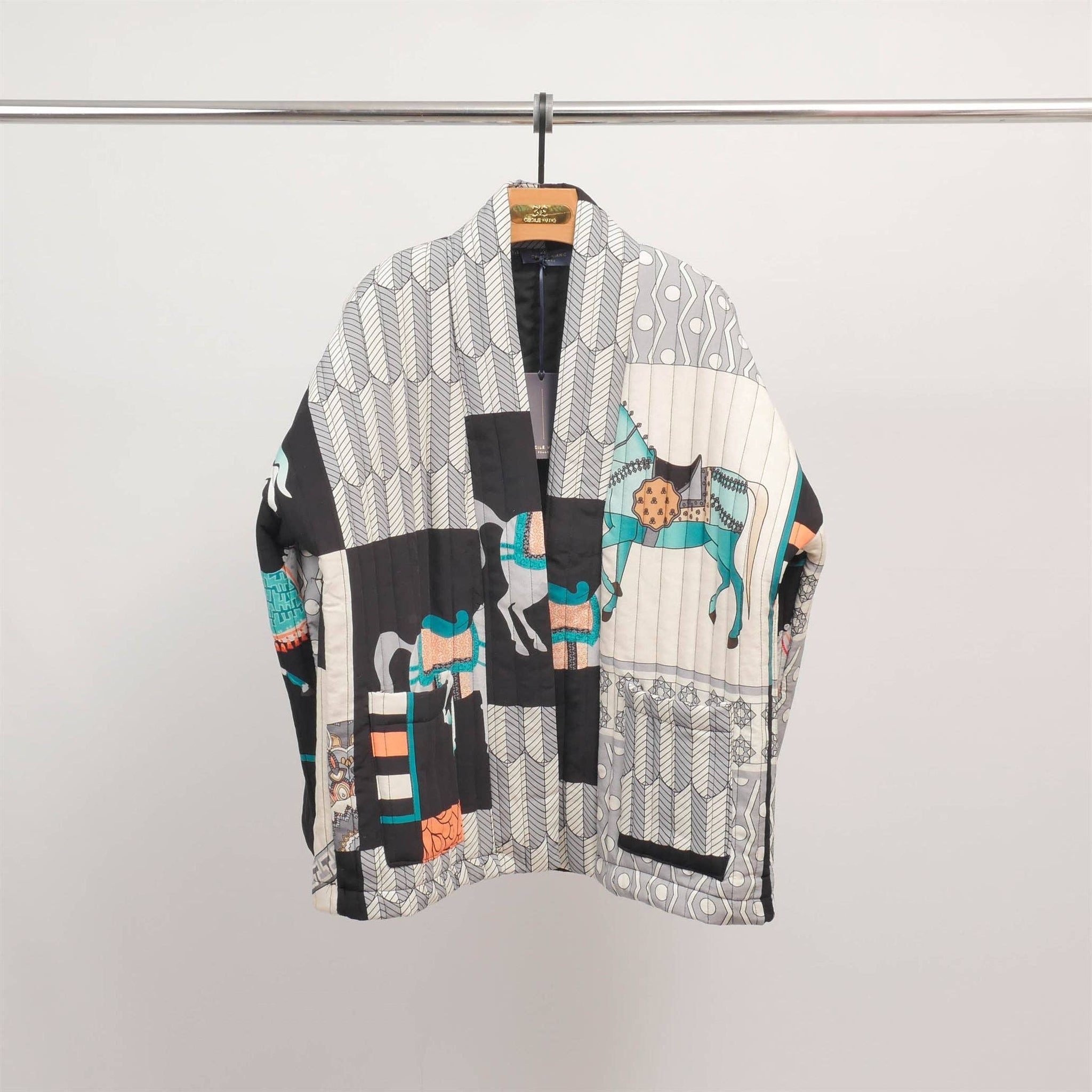 Horse Print Quilted Kimono Jacket