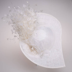 Sinamay Base With Flowers Feathers On The Brim - Red