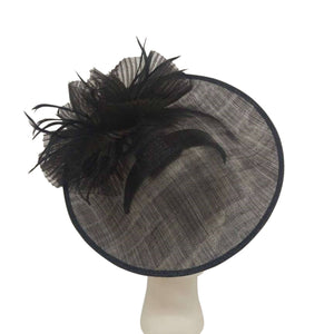 Large Sinamay Fascinator With Pleated Bow- white, red