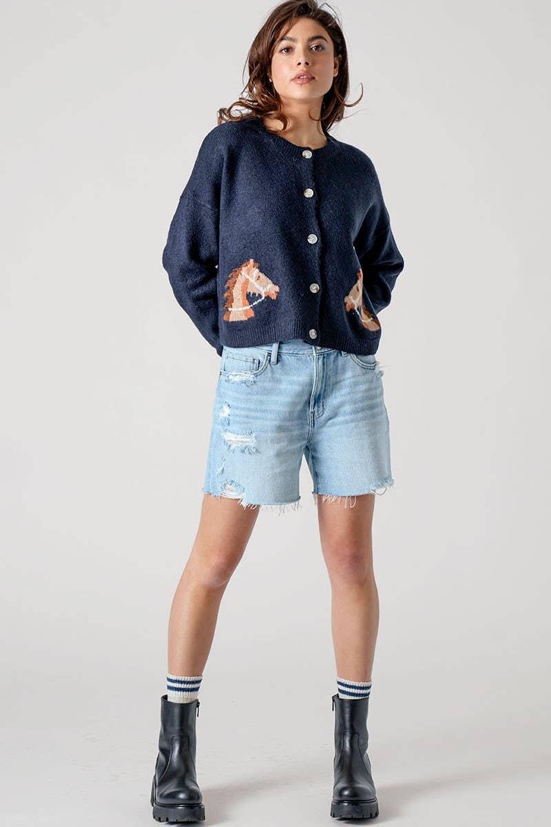 Equestrian Dream Cardigan - Navy