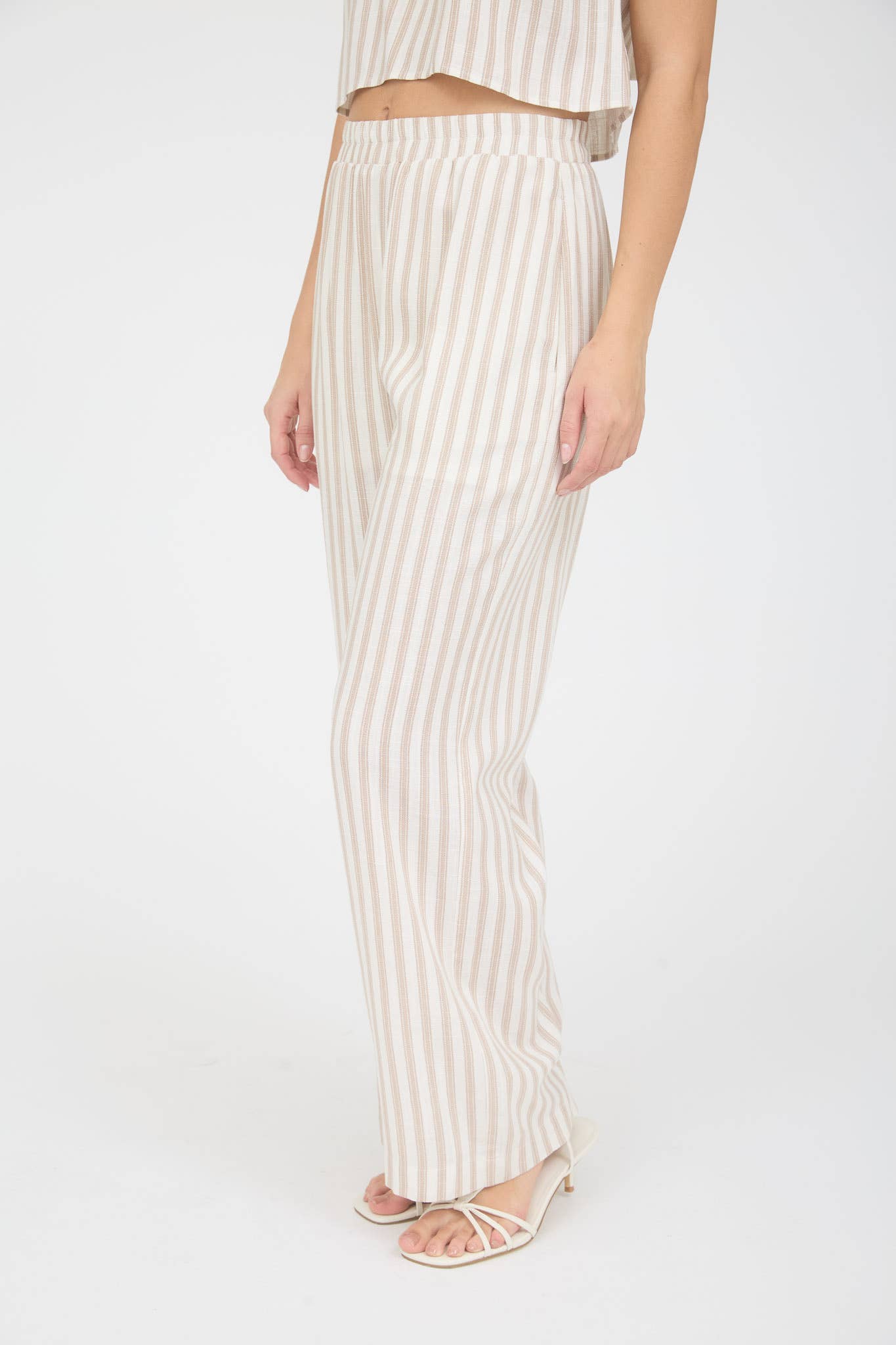 Stipe Linen Wide Leg Pants