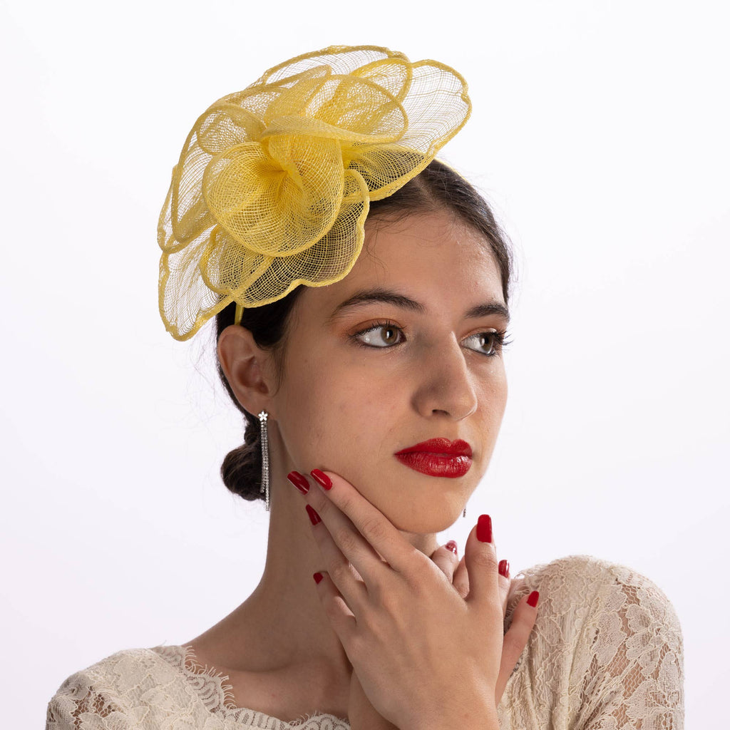 Sinamay Peony Pedal Narrow Headband Fascinator