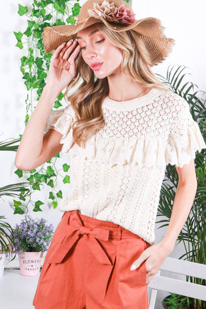 Eyelet Crochet Sweater Top