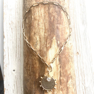 Matte Gold French Bee Coin Medallion Boutique Jewelry
