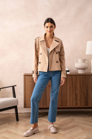 Plain Cropped Trench Coat