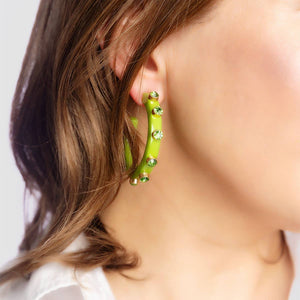 Canvas Style - Renee Resin and Rhinestone Hoop Earrings: Bubble Gum
