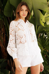 Boho Lace Long Sleeved Button Down