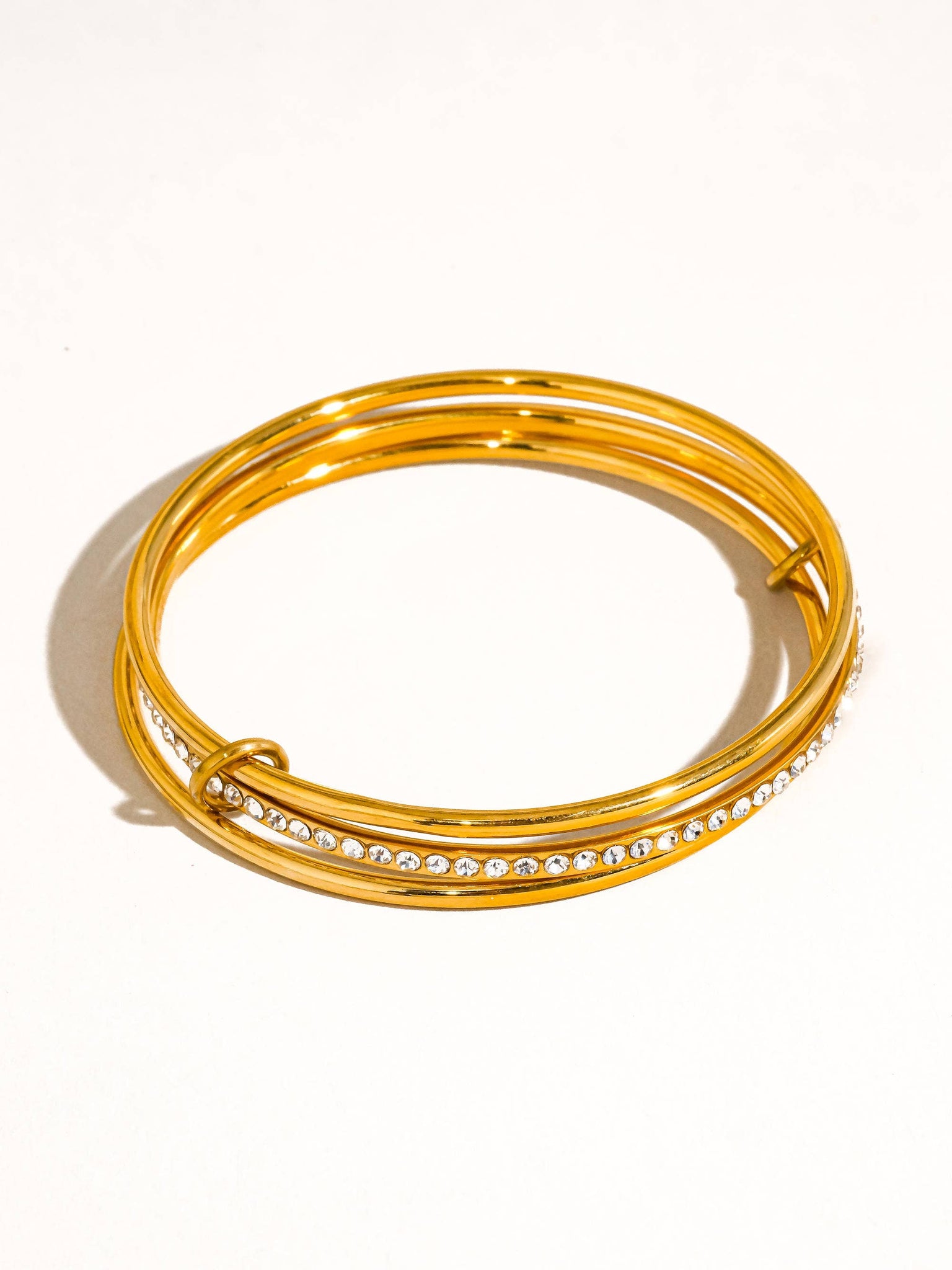 Frisson 18K Gold Non-Tarnish Rhinestone Stack Bracelet