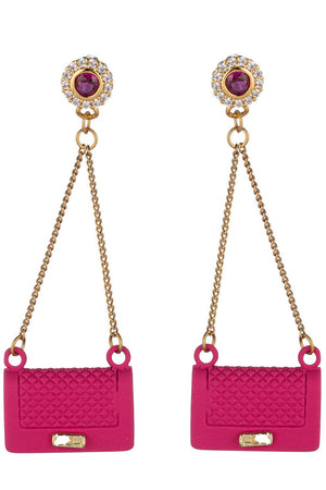 Eye Candy Los Angeles - Ella Hot Pink Golden Purse Dangle Earrings