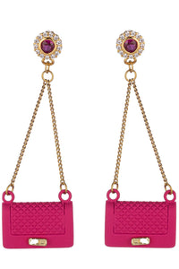 Eye Candy Los Angeles - Ella Hot Pink Golden Purse Dangle Earrings