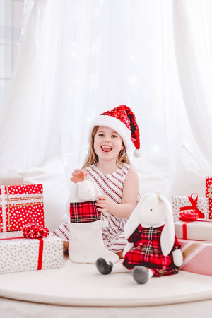 Havah the Bunny in Holiday Plaid Dress