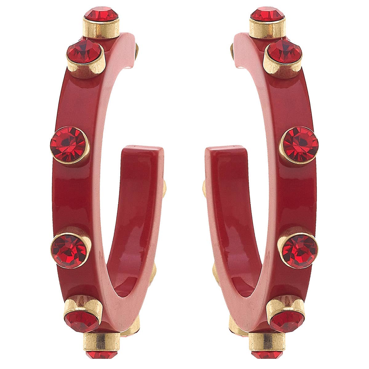 Canvas Style - Renee Resin and Rhinestone Hoop Earrings: Bubble Gum