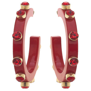 Canvas Style - Renee Resin and Rhinestone Hoop Earrings: Bubble Gum