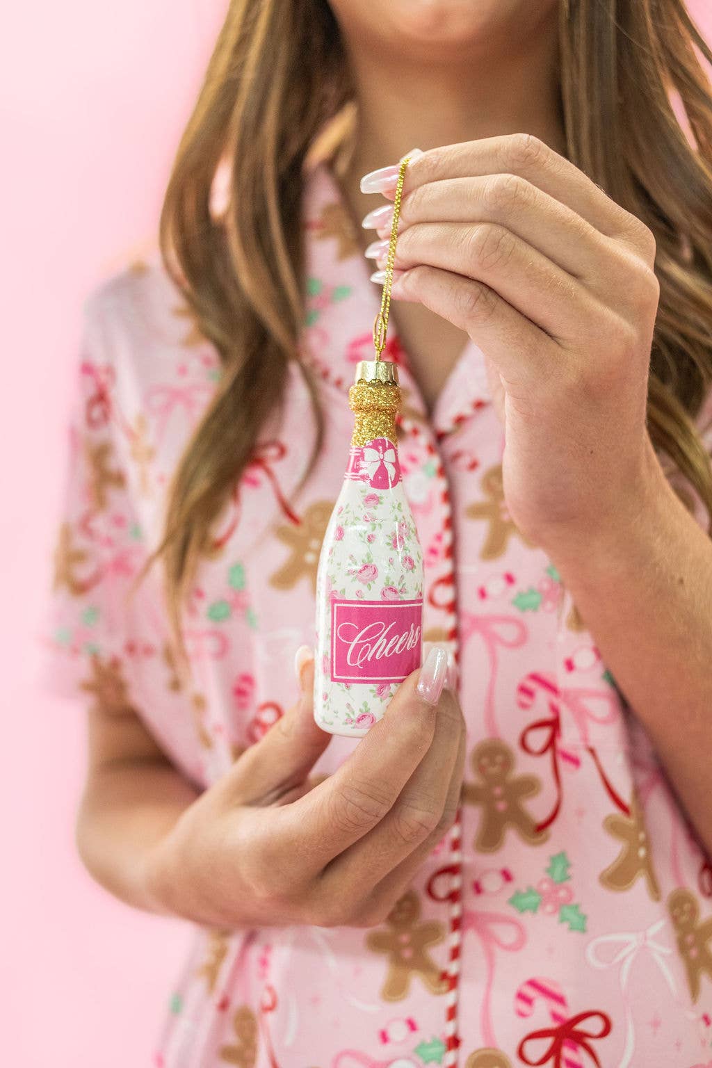 Champagne Christmas Ornament - Floral Fizz