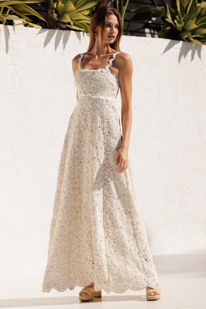 Scallop Tank Crochet Maxi Dress