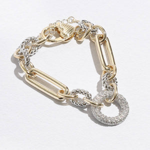 Multi-Toned Chunky Chain Linked CZ Bracelet