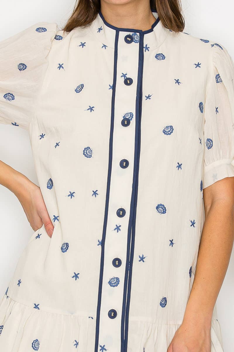 Under The Sea Embroidery Mini Dress