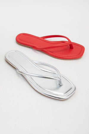 Silver Thong Sandal