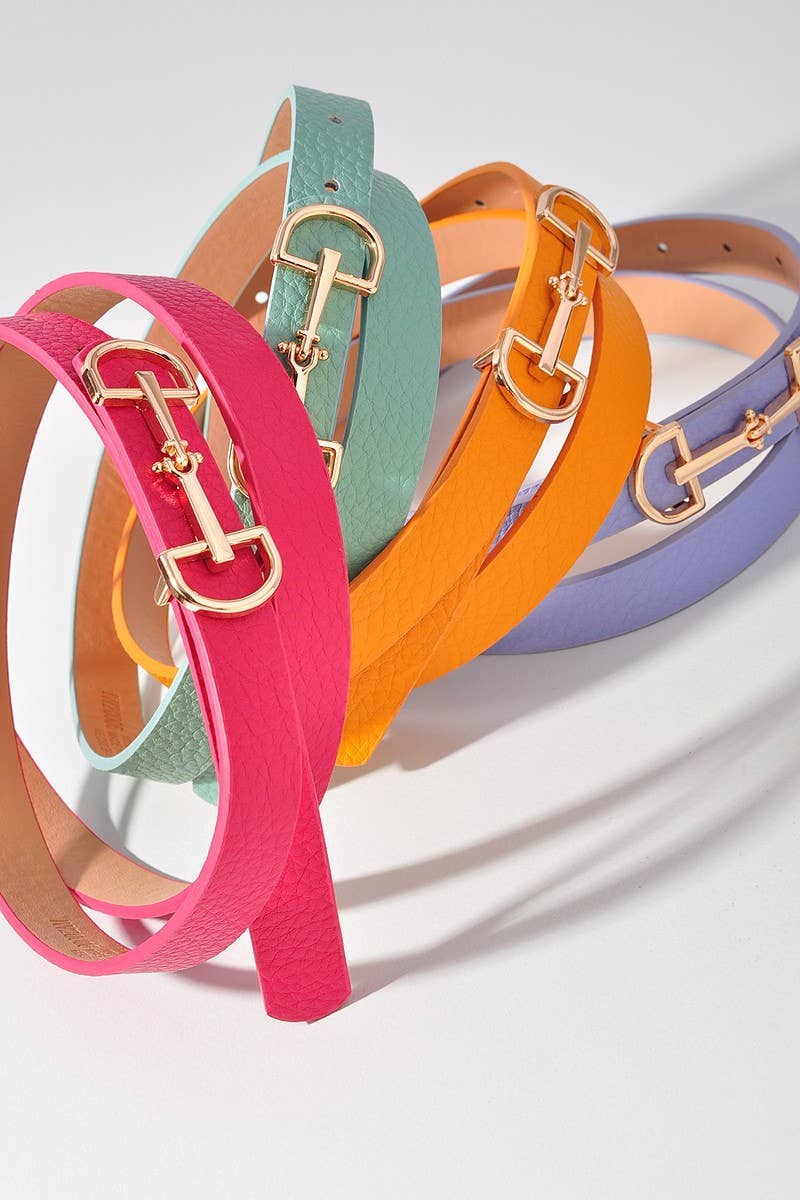 Horsebit Buckle Skinny Belt
