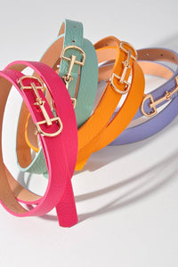 Horsebit Buckle Skinny Belt