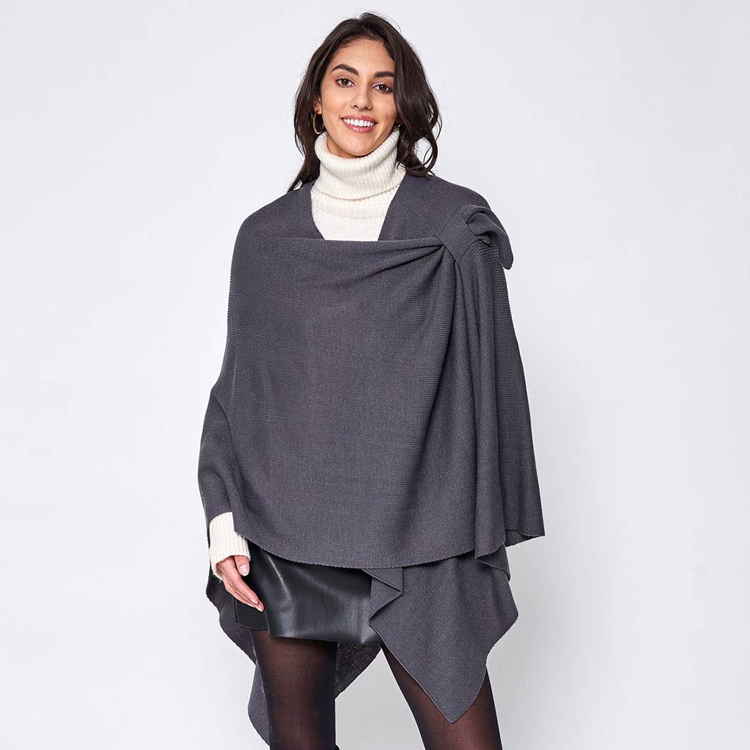 Solid Ruana with Shoulder Strap
