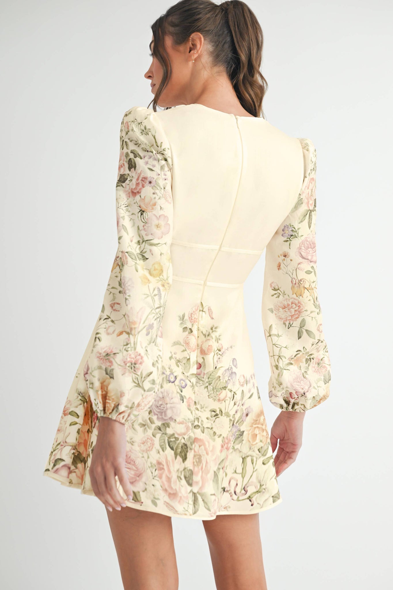 Floral Long Sleeve Mini Dress