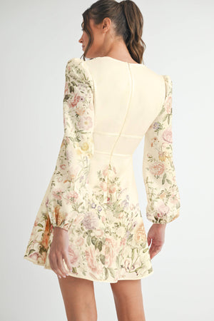 Floral Long Sleeve Mini Dress