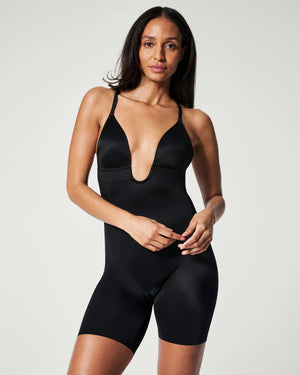SPANXshape™ Plunge Low-Back Mid-Thigh Bodysuit Black