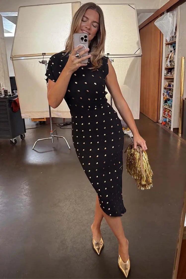 Black Plisse Desiree Dress