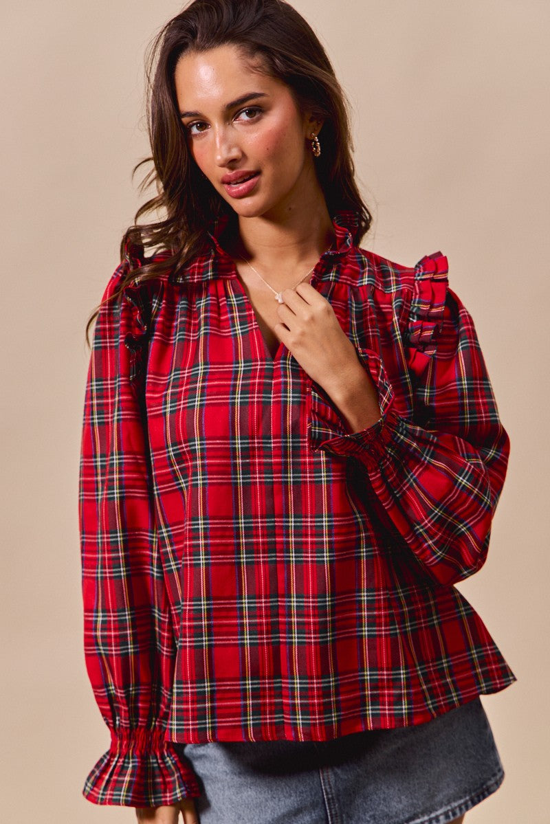 Checkered Plaid Blouse