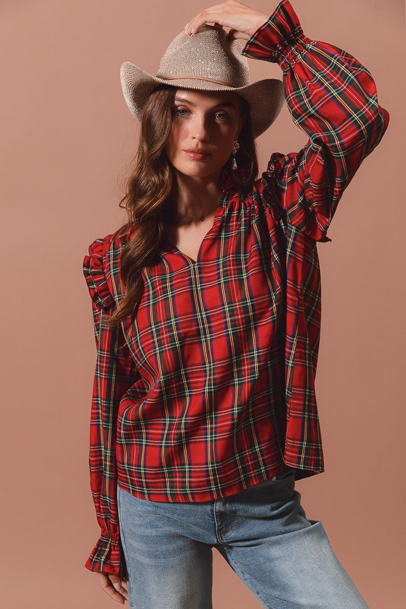 Checkered Plaid Blouse