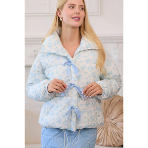 Blue Bow Puffer Coat