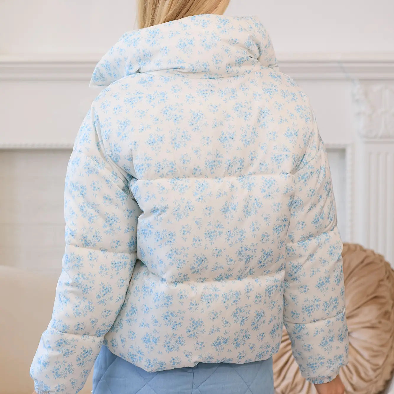 Blue Bow Puffer Coat