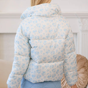 Blue Bow Puffer Coat