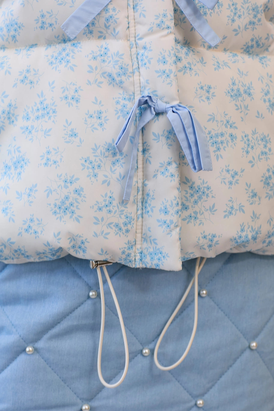 Blue Bow Puffer Coat