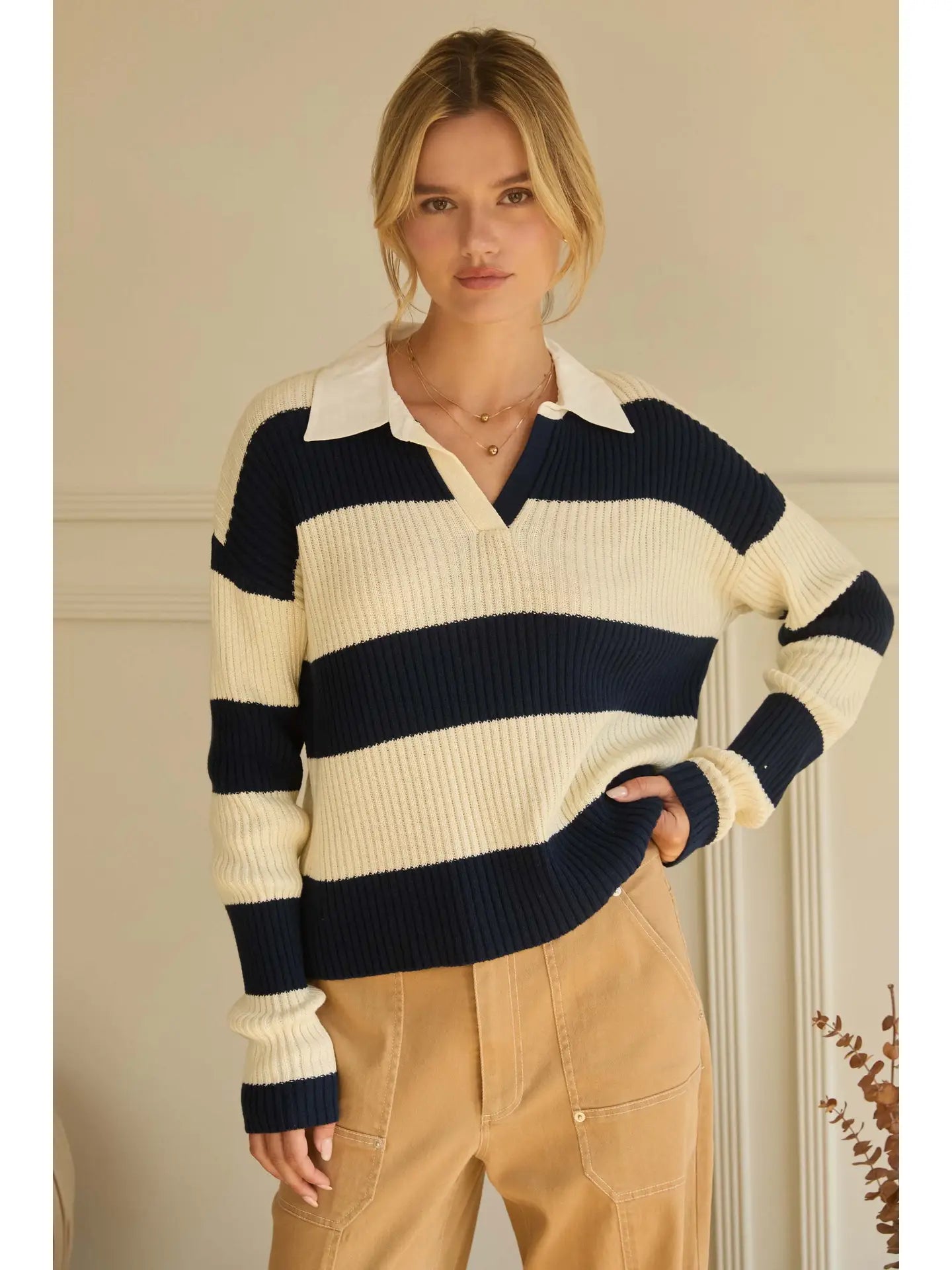 Collared Stripe Sweater